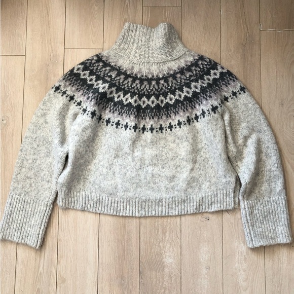 Abercrombie & Fitch Fair Isle Turtleneck Sweater in Grey Size M - Picture 2 of 10